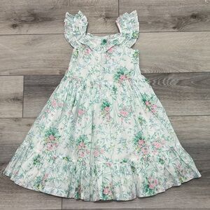Janie and Jack Floral Ruffle Dress - Green and Pink
